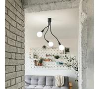 Plafoniera Industrial-Minimal-Nordico Bulbo Metallo Nero Acrilico 3 Luci E27
