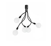 Plafoniera Industrial-Minimal-Nordico Bulbo Metallo Nero Acrilico 5 Luci E27
