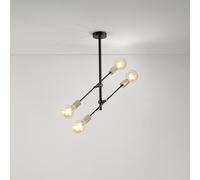 Plafoniera Industrial-Minimal-Nordico Vector Metallo Nero 4 Luci E27