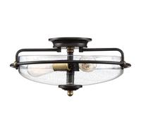 Plafoniera Industrial Nordica Griffin Acciaio Bronzo Ottone 3 Luci E27