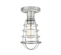 Plafoniera Industrial Nordica Mixon Acciaio Nichel Spazzolato 1 Luce E27