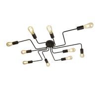 Plafoniera Industrial-Nordico Circuito Acciaio Nero 10 Luci E27