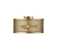 Plafoniera Industrial-Nordico Rete Acciaio Oro 3 Luci E27
