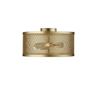 Plafoniera Industrial-Nordico Rete Acciaio Oro 3 Luci E27
