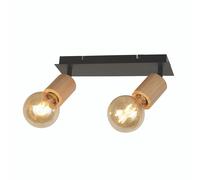 Plafoniera Industrial-Nordico Spinoso Acciaio Nero Marrone 2 Luci E27