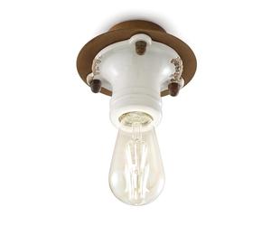 Plafoniera Industrial Pipes Ferro E Ceramica Vintage Bianco 1 Luce E27