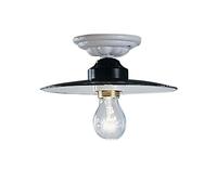 Plafoniera Industrial Potenza Ferro E Ceramica Nero Diam. 25Cm 1 Luce E27