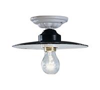 Plafoniera Industrial Potenza Ferro E Ceramica Nero Diam. 35Cm 1 Luce E27