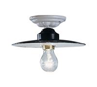 Plafoniera Industrial Potenza Ferro E Ceramica Nero Diam. 35Cm 1 Luce E27