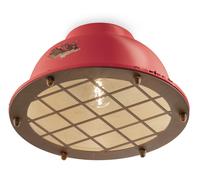 Plafoniera Industrial Ferro E Ceramica Vintage Rosso 1 Luce E27