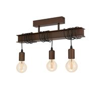 Plafoniera Industrial Townshend 4 3 Luci Acciaio Marrone Invecchiato