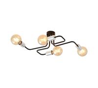 Plafoniera Industriale 4 Luci Diomede In Acciao Nero E Cromo A Bracci [EEK: A++]