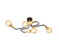 Plafoniera Industriale 4 Luci Diomede In Acciao Nero E Rame A Bracci [EEK: A++]