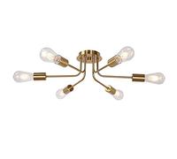 Plafoniera industriale Lampada da soffitto a 6 luci Apparecchio per montaggio a semi-incasso Lampada a sospensione a soffitto Lampadario retrò in metallo dorato per soggiorno Camera da letto Sala da