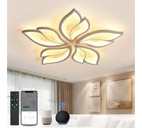 Plafoniera intelligente, lampada da soggiorno compatibile con Alexa Google Home, plafoniera a LED design floreale, plafoniera da soggiorno con controllo APP, plafoniera a LED dimmerabile 5 teste