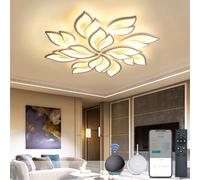 Plafoniera intelligente, lampada da soggiorno compatibile con Alexa Google Home, plafoniera LED design floreale, lampada da soffitto soggiorno con controllo APP, plafoniera dimmerabile 12 teste/155W