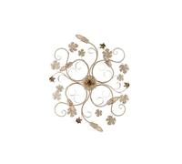 Plafoniera Iris 6 Luci Arte Povera Con Foglie In Ferro Avorio E Oro