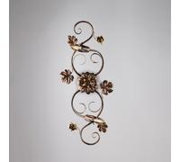 Plafoniera Iris in ferro laccato marrone con decorazione oro 2 luci , altezza 17 Cm, misure 73 X Cm Marrone