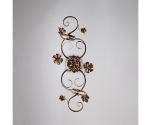 Plafoniera Iris in ferro laccato marrone con decorazione oro 2 luci , altezza 17 Cm, misure 73 X Cm Marrone