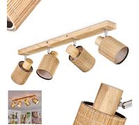Plafoniera Kinnared, lampada da soffitto moderna in legno/metallo/bambù nei colori naturali/cromati/marrone, lampada a 4 luci dal design scandinavo con faretti regolabili, 4 x E14, senza lampadine