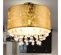 Plafoniera Kristallleuchte Oro Schermo Tessile Rotondo 1x LED D 30 CM [EEK: F]