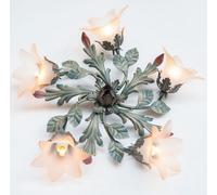 PLAFONIERA LAMPADA APPLIQUE LANTERNA IN FERO BATTUTO STELLA 5 LUCI