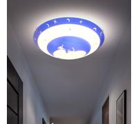 Plafoniera Lampada Bambini Camera Luna Bianco Blu Stelle E27 D 30 CM [EEK: Non valutato]