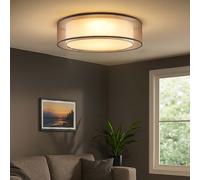 Plafoniera Lampada da Cucina 3 Livelli Regolatore Tessuto Grigio Tondo LED 50 CM [EEK: Non valutato]