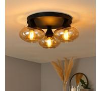 Plafoniera Lampada da Pavimento 3 Fiamma Vetro Amber Lampada Letto 39 CM [EEK: Inaditato]