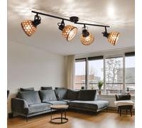 Plafoniera Lampada da Pavimento Binario Luce Bambù Regolabile 4 Fiamma