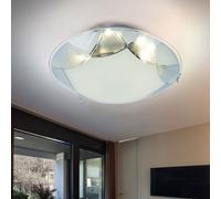 Plafoniera Lampada da Pavimento Luci Soggiorno LED 8W Cromo Vetro Opale Fantasia