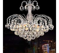 Plafoniera, Lampada da soffitto a LED E27 in acciaio inossidabile cromato, lampadario di cristallo, moderno stile europeo, soggiorno, camera da letto, sala da pranzo, corridoio, ingresso, luce calda.