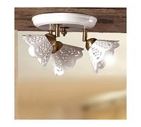 Plafoniera lampada da soffitto a tre luci con piatto in ceramica traforata rustica country