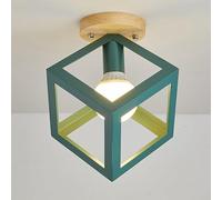 Plafoniera Lampada da Soffitto retrò Semi-Incassata Moderna Lampada da Soffitto in Legno Forma Quadrata in Stile Fattoria Struttura in Metallo per Isola Cucina Ingresso Veranda Foyer Sala da Pran