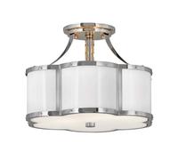 Lampadario Contemporaneo Chance Acciaio Nichel Lucido Vetro Bianco 2 Luci E27