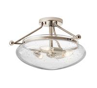 Plafoniera lampada da soffitto sala da pranzo lampada argento acciaio vetro D 26,6 cm 1 lampadina