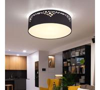 Plafoniera Lampada da Soggiorno 2 Fiamma Tessuto Corridoio Nero [EEK: Non valutato]