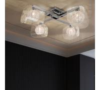 Plafoniera Lampada da Soggiorno 4 Fiamma Treccia Sfera Lampada Spot