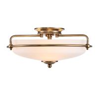 Plafoniera Lampada da Soggiorno Acciaio Vetro Sala Pranzo Ottone D 42,2 CM