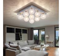 Plafoniera Lampada da Soggiorno Alluminio Sfera di Vetro Argento L 37 CM