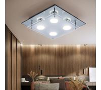 Plafoniera Lampada da Soggiorno Bordo a Specchio Vetro Satinato Cromo LED