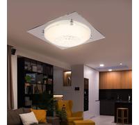 Plafoniera Lampada da Soggiorno Cromo Vetro Specchio Simil Cristallo LED