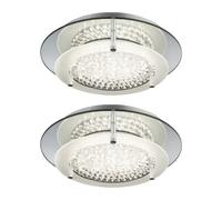 Plafoniera Luci Soggiorno LED Cristalli Lampada da Cucina Cromo 2x