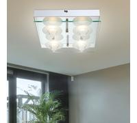 Plafoniera Lampada da Soggiorno Lastra di Vetro 4 Fiamma Trasparente LED L 25 CM