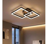 Plafoniera Lampada da Soggiorno MDF Simil Legno Metallo Nero LED 42cm [EEK: Non valutato]