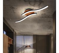 Plafoniera Lampada da Soggiorno Simil Legno Braun 2 Fiamma Ondulato LED