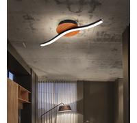 Plafoniera Lampada da Soggiorno Simil Legno LED Nero Braun L 39,5 CM