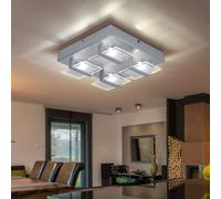 Plafoniera Lampada da Soggiorno Vetro Argento Alluminio Trasparente LED L 26 CM