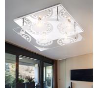 Plafoniera Lampada da Soggiorno Vetro LED Kristallleuchte 4 Fiamma [EEK: F]