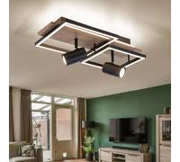 Plafoniera Lampada da Soggiorno Wood LED Punti Orientabile Retroilluminato Nero
